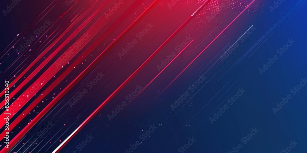 Poster red and blue vector background with diagonal lines, a dark navy gradient background, a technology st