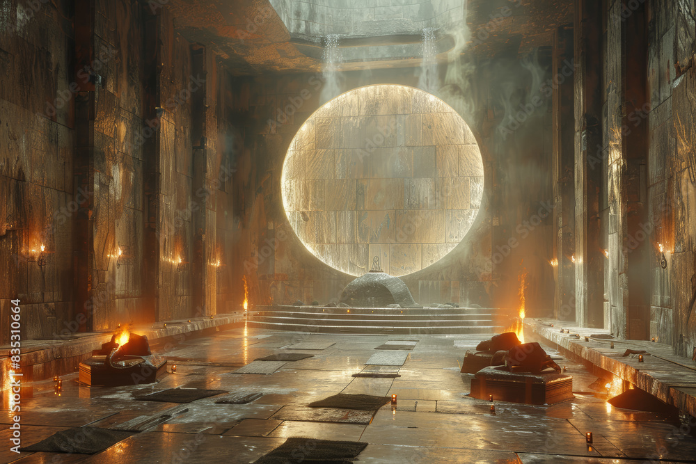 Poster a site with advanced acoustics and architectural precision not replicable today. concept of ancient 