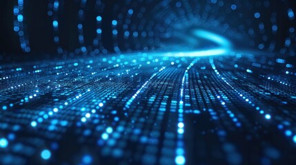 Blue digital technology streams in linear motion