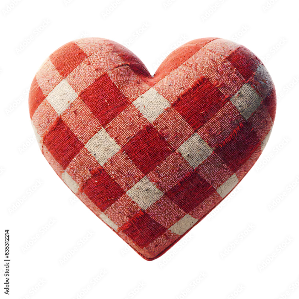 Poster 3d 2d heart element with checkered texture and strings festa junina de são joão for composition