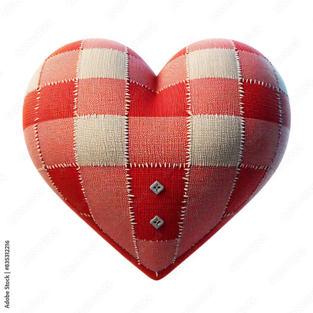 Poster 3d 2d heart element with checkered texture and strings festa junina de são joão for composition