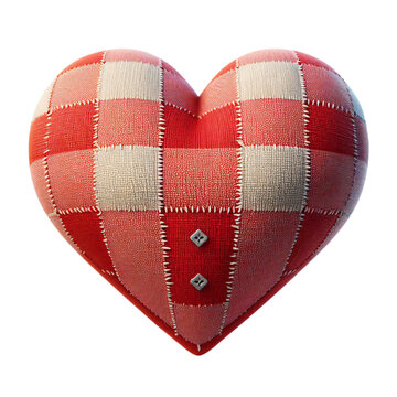 3d 2d Heart element with checkered texture and strings Festa Junina de S&atilde;o Jo&atilde;o for composition
