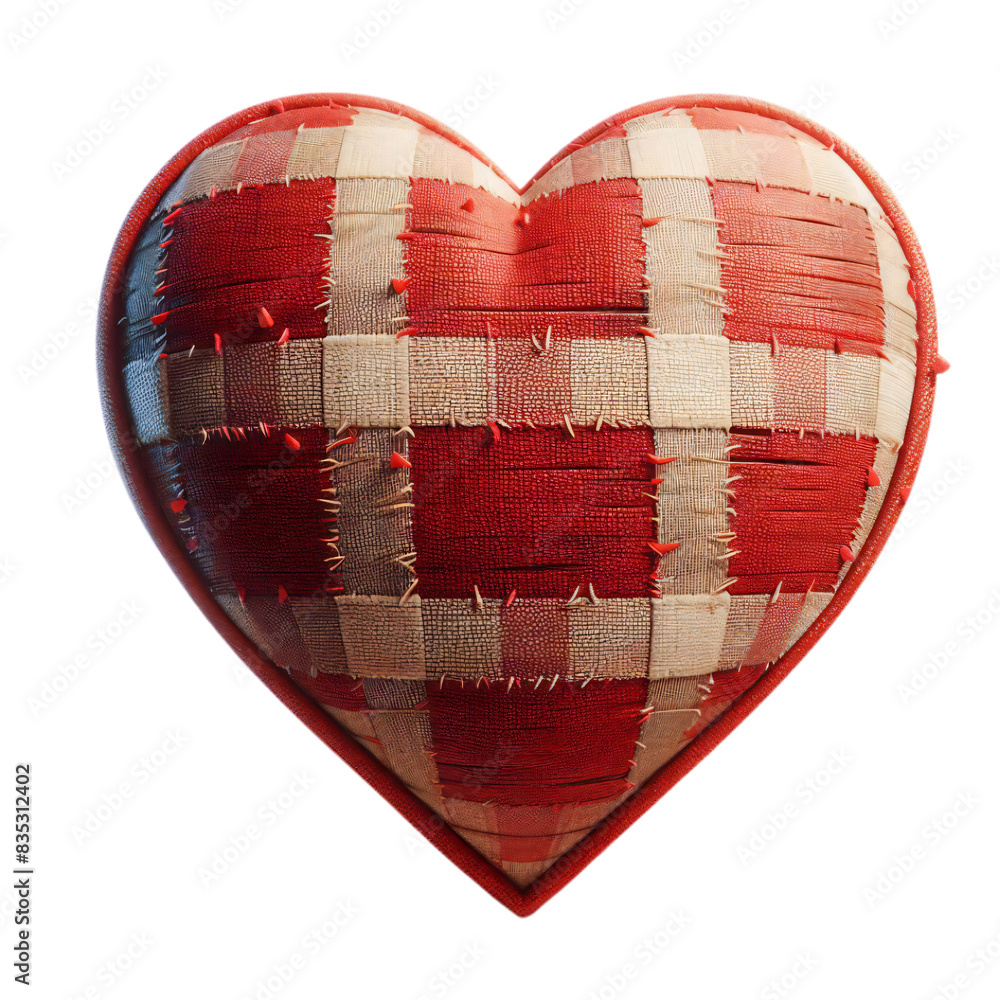 Poster 3d 2d heart element with checkered texture and strings festa junina de são joão for composition
