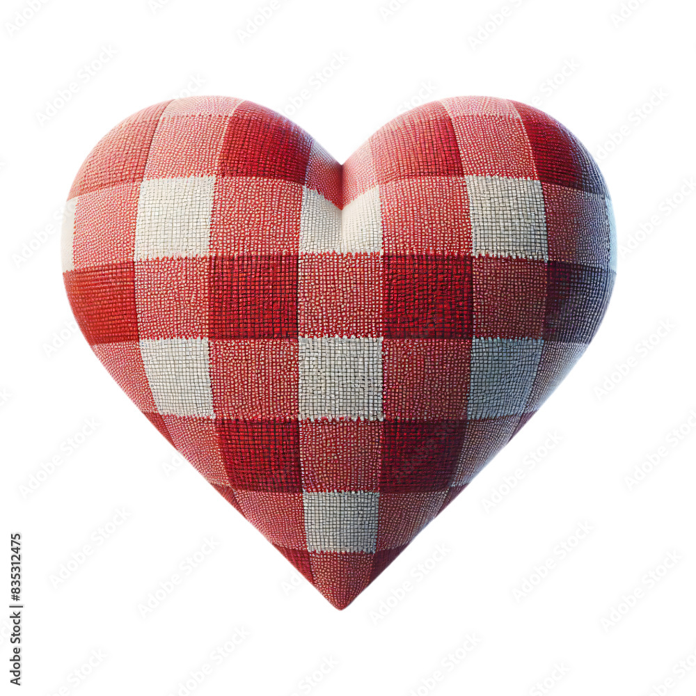 Poster 3d 2d heart element with checkered texture and strings festa junina de são joão for composition
