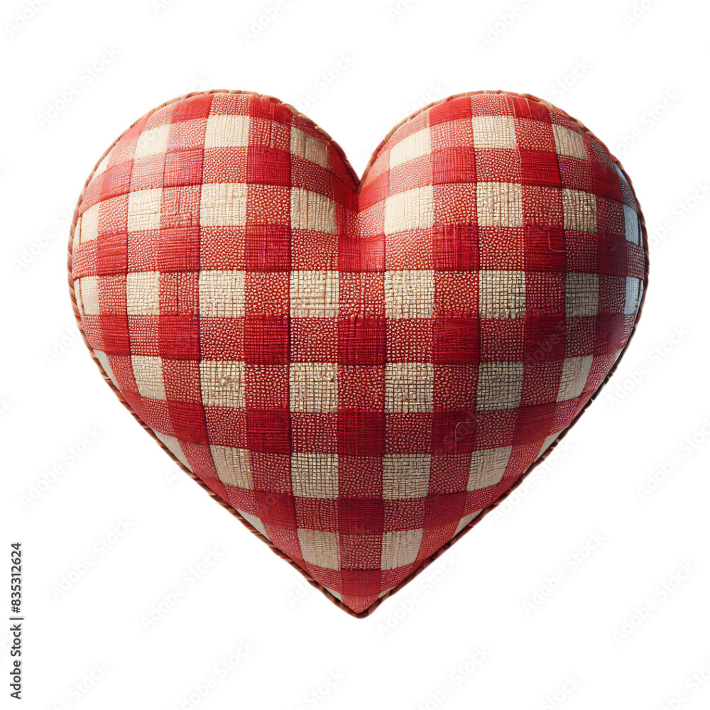 Poster 3d 2d heart element with checkered texture and strings festa junina de são joão for composition