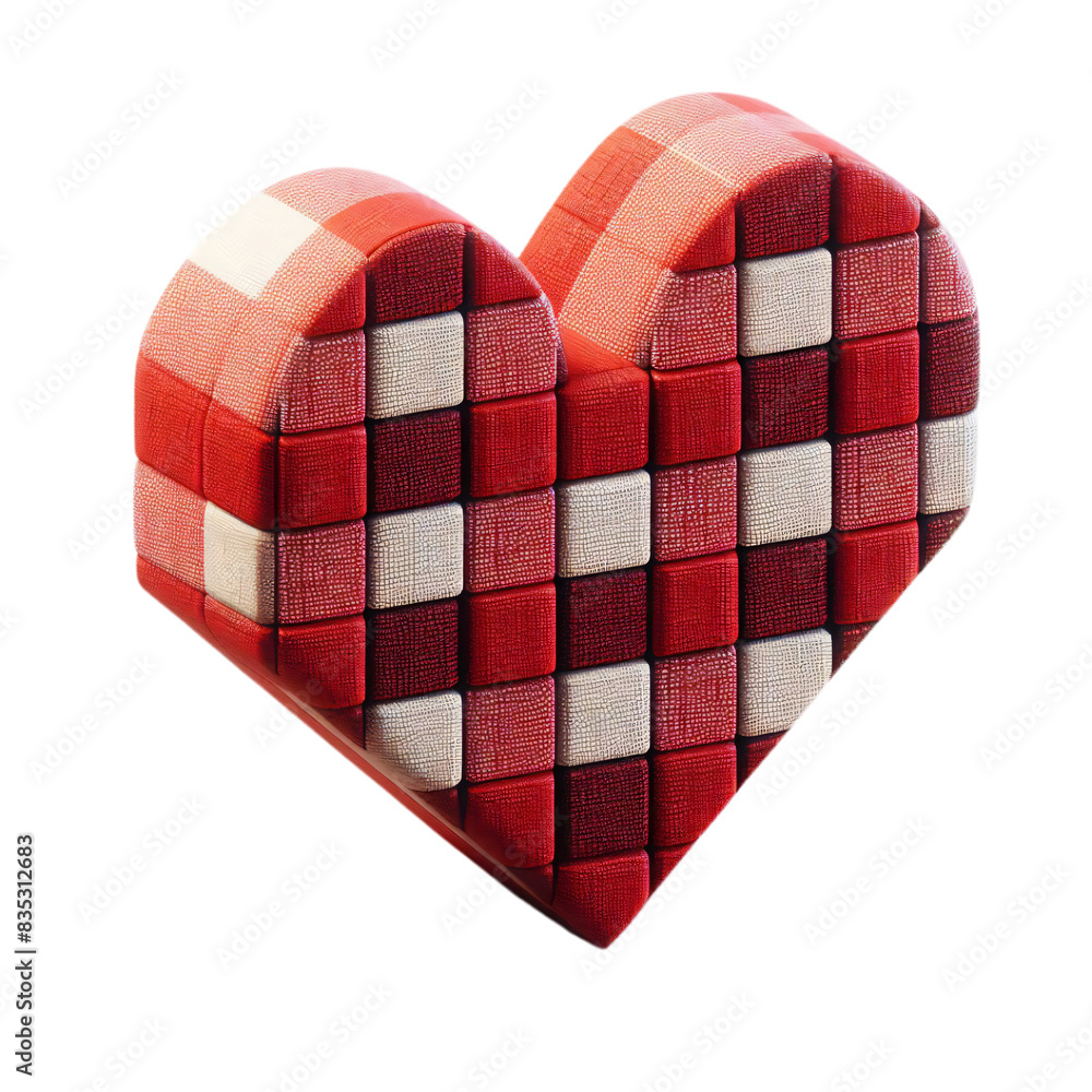 Poster 3d 2d heart element with checkered texture and strings festa junina de são joão for composition