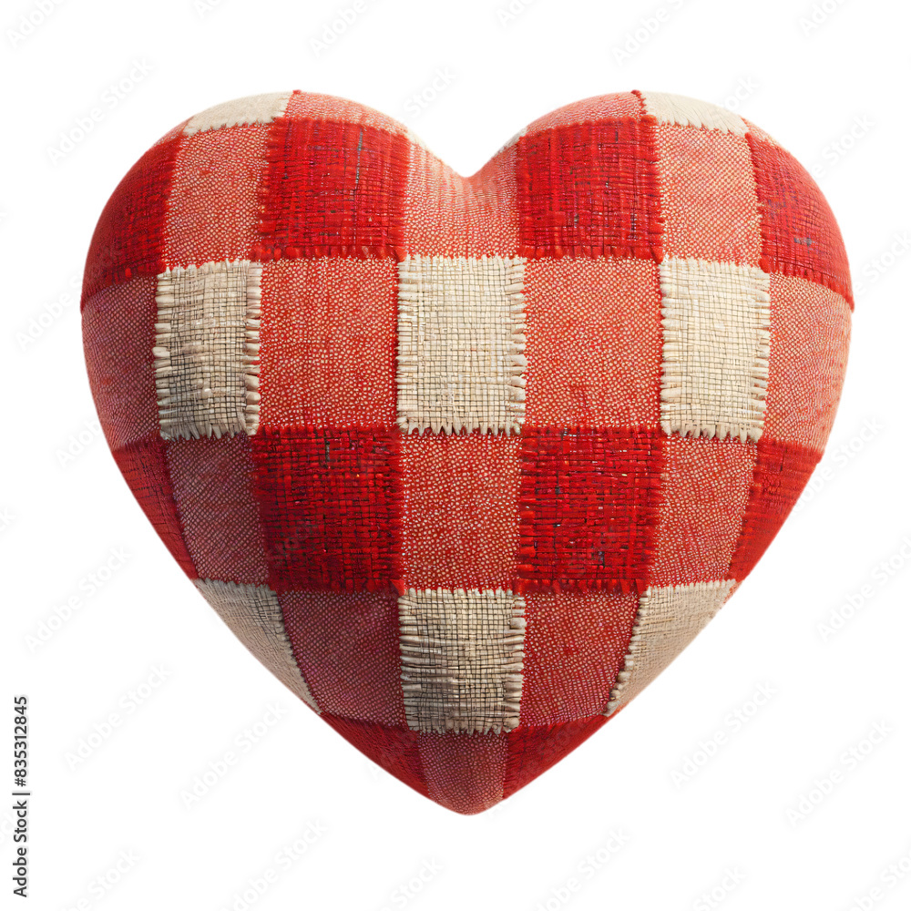 Poster 3d 2d heart element with checkered texture and strings festa junina de são joão for composition