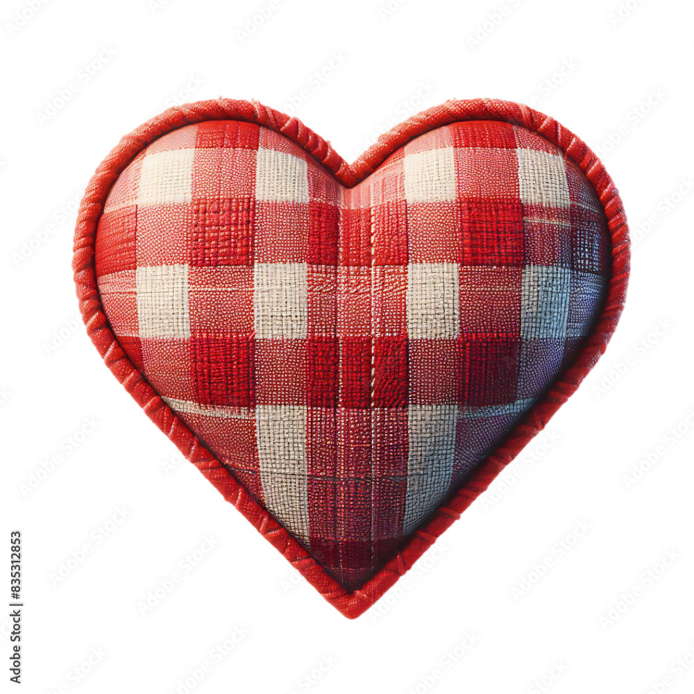 Poster 3d 2d heart element with checkered texture and strings festa junina de são joão for composition