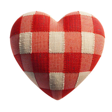 3d 2d Heart element with checkered texture and strings Festa Junina de S&atilde;o Jo&atilde;o for composition
