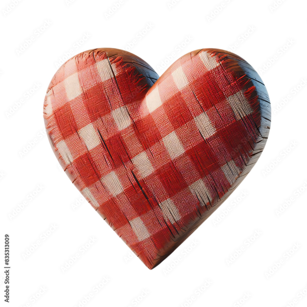 Poster 3d 2d heart element with checkered texture and strings festa junina de são joão for composition