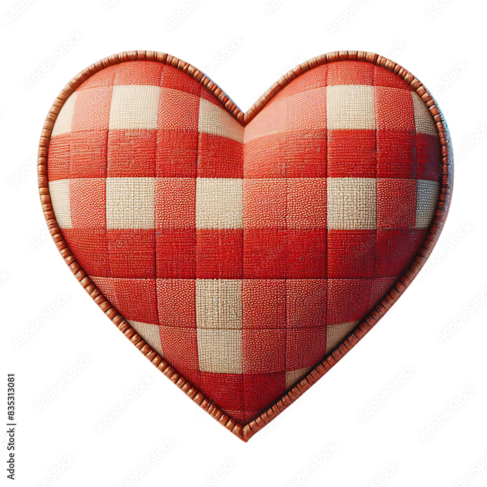 Poster 3d 2d heart element with checkered texture and strings festa junina de são joão for composition