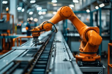 Fototapeta premium Robotic mechanical arm in a factory