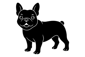 cute happy French bulldog silhouette vector illustration 