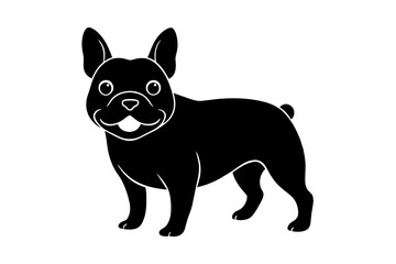 cute happy French bulldog silhouette vector illustration 