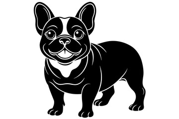 cute happy French bulldog silhouette vector illustration 