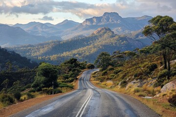 Fototapeta premium Serpentine road in a mountain valley