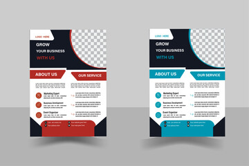 Corporate business flyer template design set, cover modern layout,  flyer in A4 with colorful business proposal, promotion, advertise, publication, a bundle of 2 templates of different colors a4 flyer