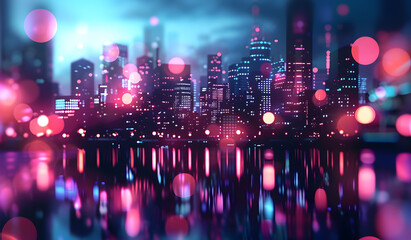 Obraz premium A big city at night in blurred lights