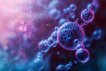 Obraz premium Microscope Study of Microorganisms: Exploring the Abstract World of Cells
