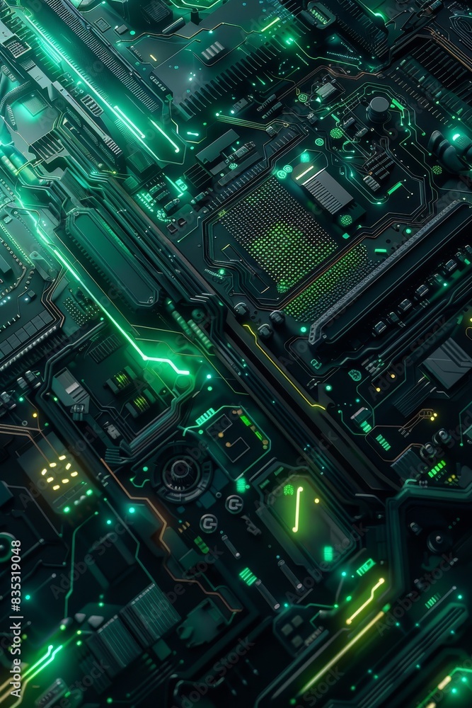 Poster modern technology concept: futuristic server abstract background circuit board futuristic server
