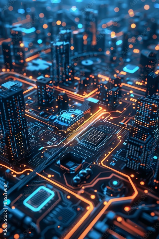 Poster modern technology concept: futuristic server abstract background circuit board futuristic server