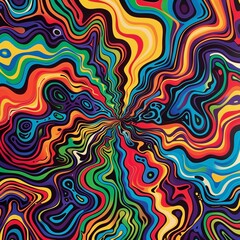 Fototapeta premium Abstract Pattern Psychedelic Wavy Lines Colorful Trippy Radiating Multicolor