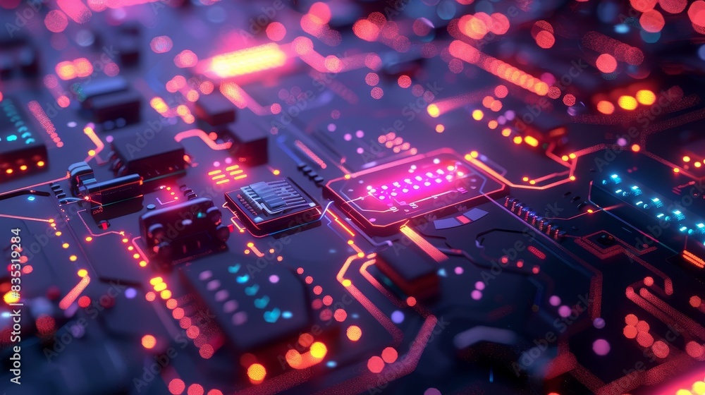 Poster modern technology concept: futuristic server abstract background circuit board futuristic server