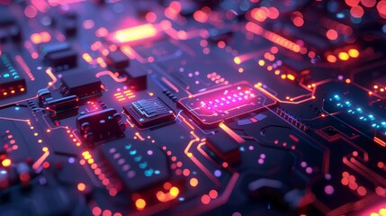 Obraz premium Modern Technology Concept: Futuristic server Abstract background circuit board futuristic server