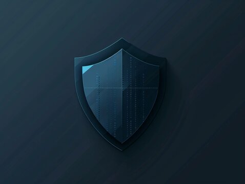 A sleek, minimalist digital shield icon in the center of a plain background. Subtle binary code lines are faintly visible, enhancing the concept of cybersecurity without clutter.