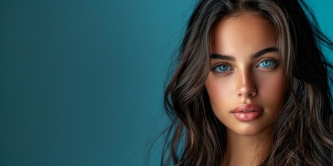 Naklejka premium Young beautiful woman with healthy hair and skin