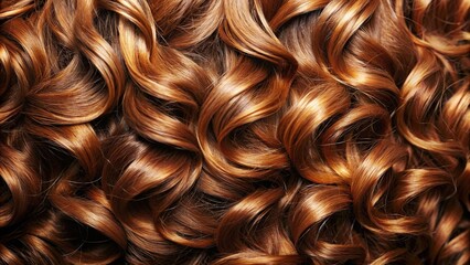 Closeup of shiny brown curls hair, beauty, hairstyle, texture, close-up, elegant, fashion, glamour, trendy, salon, natural, luxurious, studio, silky, smooth, volume, glossy, haircare