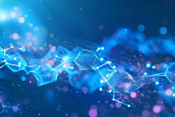 Hexagon Chemical Bonds on Bright Wavy Background: Science Animation with Shining Light and Plexus Design