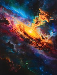 Brilliant Quasar Lights Up Cosmic Gas and Dust in Vivid Digital Artwork