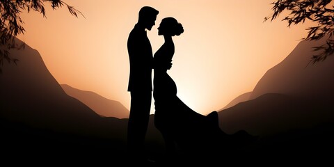 Silhouette of ballroom dancers showcasing Latin dance technique at competition isolated image....