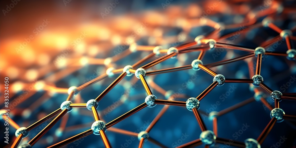 Poster dynamic microscopic design in abstract nanotechnology swarm background. concept nanotechnology, abst