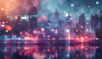 Obraz premium A big city at night in blurred lights