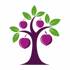 Plum tree logo vector illustration 
