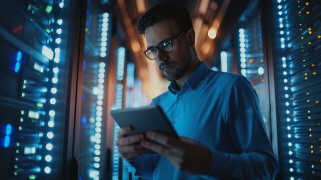 The technician in server room