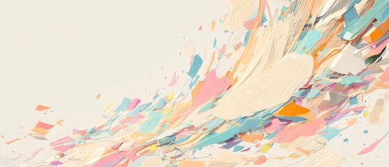 A detailed closeup showcasing the texture of thick, impasto paint strokes on a canvas, creating an aesthetic and artistic background with a palette of soft pastel colors that blend beautifully