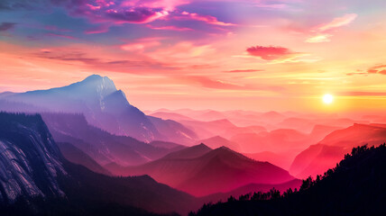 Fototapeta premium stunning nature scence,beautiful mountain view in golden hour ,sunrise or sunset with golden light.