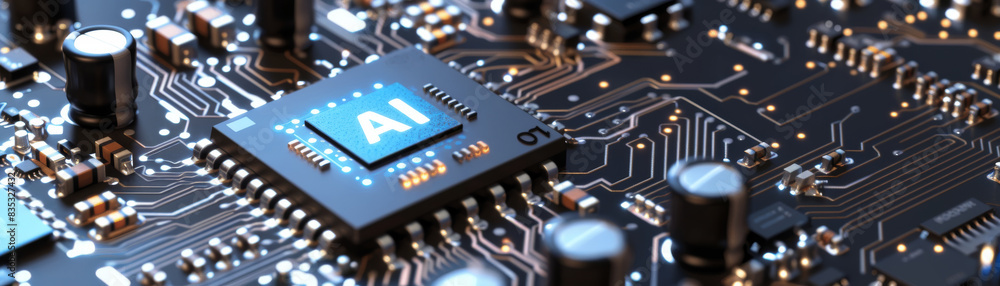 Aufkleber computer chip digital circuit with the letters ai on it, artificial intelligence technology and inno