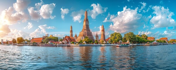 Wat Arun, one of Tourist attractions famous landmarks travel of Thailand.