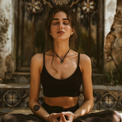 Fototapeta premium woman sitting on a bench