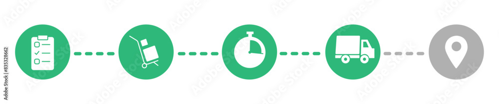 Poster delivery status of your order, send or receive parcel package tracking vector icons. order processin