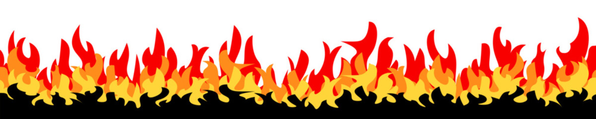 Vector background of red-orange flames, background of a burning wall of fire