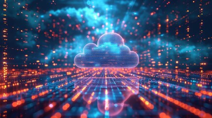 Fototapeta premium Futuristic digital cloud and circuitry visualization