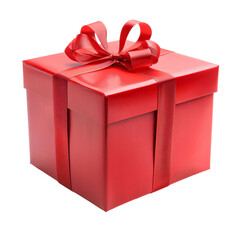 Obraz premium red gift box with ribbon isolated on white