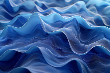 Obraz premium Blue and white image of a wave with a lot of detail. The image is abstract and has a calming effect