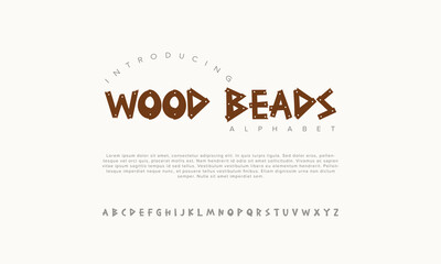 Wood Beads vector alphabet font for logo design