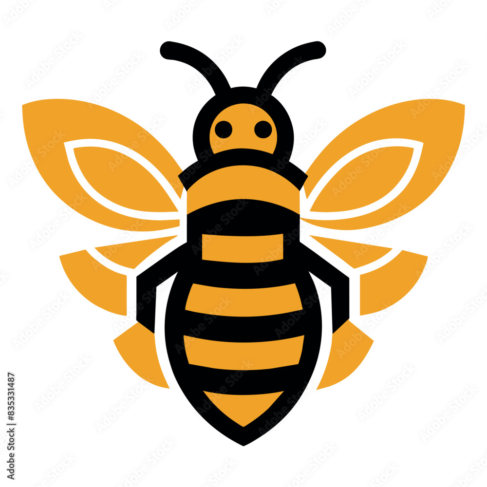 Sticker a beautiful honey bee logo concept vector art illustration, a flying honey bee logo illustration